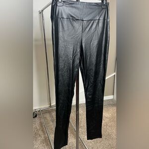 Ambiance Black Faux Leather Dress Pants